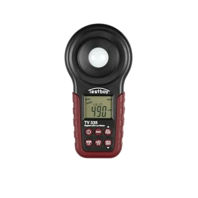 Abbildung von Testboy TV 335 digitales LED Luxmeter bis 400.000 LUX (LED Beleuchtung, einstellbare Farbtemperatur, Sensorschutzdeckel, Data Hold Funktion), Rot/Schwarz