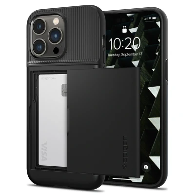 Abbildung von Apple iPhone 14 Pro Hülle Kunststoff Spigen Hard Case/Backcover Handyhülle Schwarz Shockproof/Stoßfest