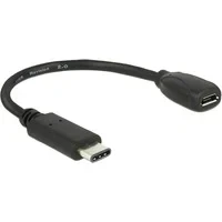 Abbildung von Delock 65698 Adapterkabel USB 3.0 A Stecker auf Type C Buchse 15 cm schwarz