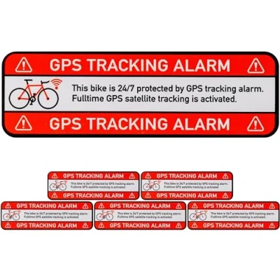 Abbildung von Aufkleber Set &quot;BIKE GPS TRACKING ALARM!&quot;, 6 Stück, 67 x 21 mm, selbstklebende Folie, außenklebend, Fahrrad Warnhinweis Sticker für Außenbereich, Diebstahlschutz Zweirad, Klebesticker alarmgesichert