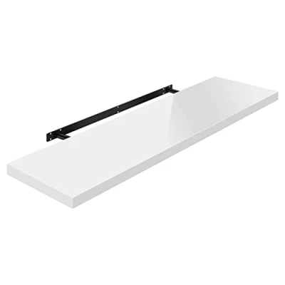 Abbildung von WOLTU Wandregal Volato Wandboard freischwebend hochglänzend weiß Schweberegal CD DVD Regal Bücherregal Holz Board 100x22,9x3,8cm RG9482ws