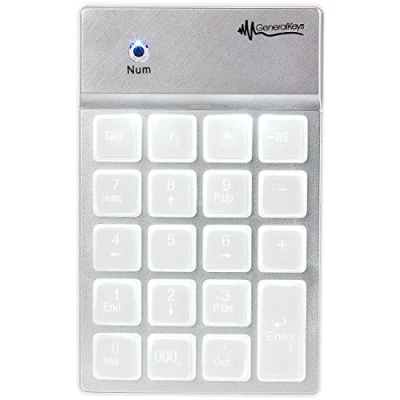 Abbildung von GeneralKeys Ziffernblock: Nummernblock mit Bluetooth, 19 beleuchteten Tasten, für Mac, PC &amp; Co. (Keypad, Numblock, iPhone Tastatur)