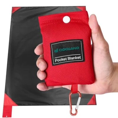 Abbildung von Odoland Picknickdecke 110 x 160 cm Stranddecke Sandabweisende Tragbare Camingmatte Ultraleicht Kompakt Strandtuch für BBQ, Strand, Reisen, Camping und Picknick
