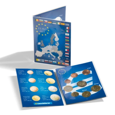 Abbildung von Leuchtturm, Presentationekarte, Euro Münzsatz (1 Satz) Designdruck Abm: 106x144x10 mm. pro Stk.