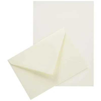 Abbildung von G.Lalo Lalo 61000L Korrespondenz Set Vélin Papier (mit 5 Blatt DIN A5, 14,8 x 21 cm, 125 g, säurefrei, gerade Kante und Umschläge, 11,4 16,2 nassklebend) creme