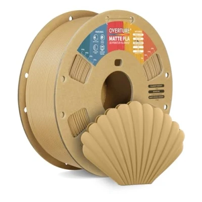 Abbildung von OVERTURE Matte PLA Filament 1.75mm, Rolle 1kg Spule (2.2lbs), Maßgenauigkeit +/ 0.02 mm, für 3D Drucker (Holz)
