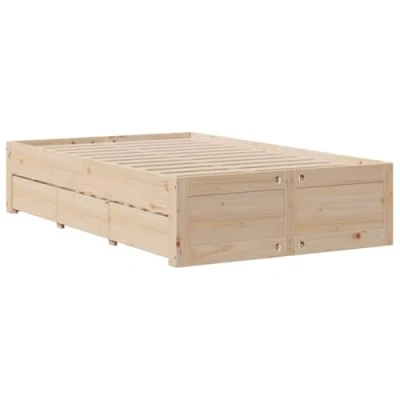 Abbildung von vidaXL Massivholzbett, Holzbett ohne Matratze mit Schubladen, Bettgestell Lattenrost, Bett Doppelbett für Schlafzimmer, 120x200cm Kiefer