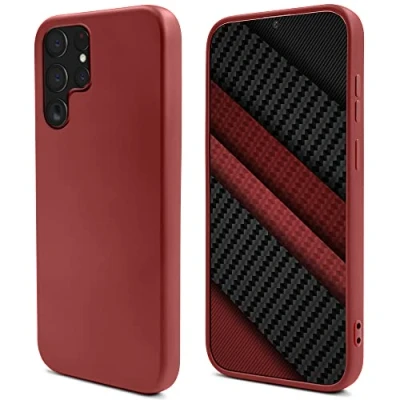 Abbildung von Moozy Lifestyle. Hülle für Samsung S22 Ultra, Vintage Rosa Premium Silikon Handyhülle Schutzhülle mit Mattem Finish und Weichem Mikrofaserfutter, Phone Cover Case
