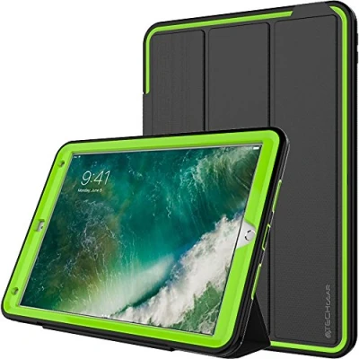 Abbildung von TECHGEAR D Fence Hülle für iPad Air 10,5 (2019) / Pro Zoll Schlanker, schlagfester, robuster Schutzanzug Rüstung Defence Smart Fall, Kinder Schulen Builders Workman Schwarz/Grün