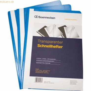 Abbildung von Soennecken Schnellhefter 2965 DIN A4 PP blau 10 Stück