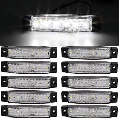 Abbildung von Seitenmarkierungsleuchten, 10 Stück Side Marker Lights Auto Markierungsleuchten Autoseiten Anzeigelampen 6SMD LED Vordere Heckleuchte Positionsleuchten 12V für Wohnmobil LKW (Weiß)