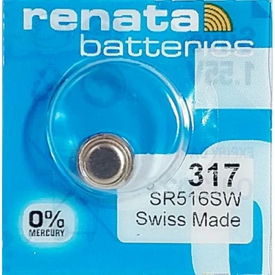 Abbildung von One (1) X Renata 317 SR516SW sb ar Silberoxid Uhrenbatterie 1,55 V Blisterpackung verpackt