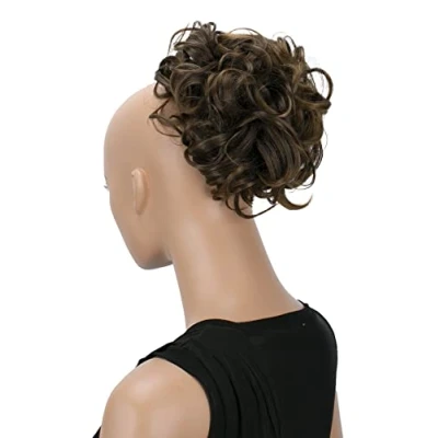 Abbildung von CAISHA Dutt Haarteil Zopf Haarknoten Hepburn Haargummi Hochsteckfrisuren DM15cm Gewellt Braun HK109