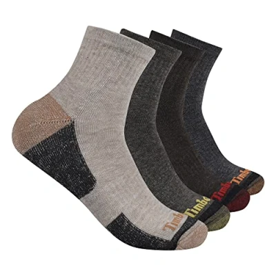 Abbildung von Timberland Herren 4er Pack halbgepolsterte Viertelsocken Quarter Socken, Braun, Einheitsgre