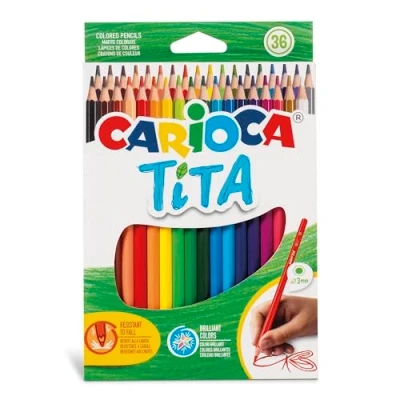 Abbildung von Carioca TITA Bleistifte Set mit sechseckigen Buntstiften robuster Spitze für Kinder,36 Stück