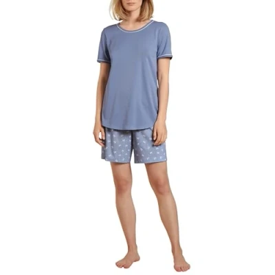 Abbildung von CALIDA Sweet Dreams Kurz Pyjama Damen, aus 100% Baumwolle, Hose mit stoffbezogenem Gummibund