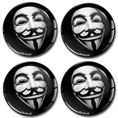 Abbildung von SkinoEu Aufkleber Autoaufkleber für Radkappen Nabenkappen Nabendeckel Radnabendeckel Rad 70mm Anonymous Maske A 670