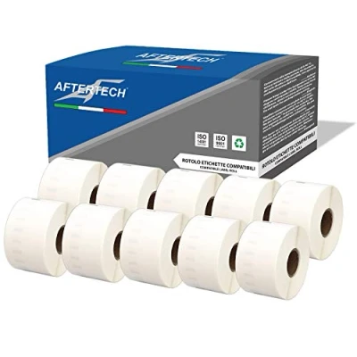 Abbildung von Aftertech 10 x 11356 41 89 mm kompatible Etiketten (300 Etiketten/Rolle = 3000 insgesamt) für Dymo LabelWriter Seiko SLP Etikettendrucker S0722560