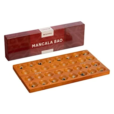 Abbildung von Navaris Spieler Mancala Spiel Bao Steinchenspiel aus Holz Bohnenspiel Strategiespiel (1 tlg)