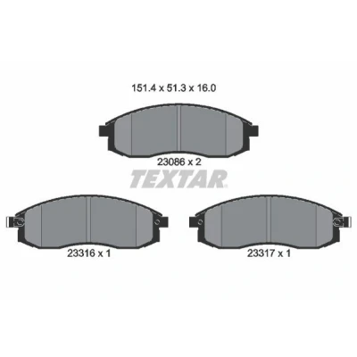 Abbildung von TEXTAR 2308602 Bremsbelagsatz mit akustischer Verschleißwarnung MITSUBISHI: L200 / Triton IV Pickup, III Pickup