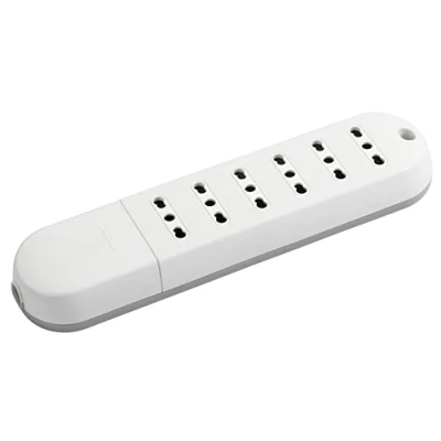 Abbildung von Bticino Steckdosenleiste Slim ohne Kabel mit 6 Doppelsteckdosen 10/16 A, kompatibel kleinen 10 A und großen 16 Stecker, 3500 W, Weiß