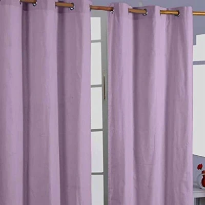 Abbildung von HOMESCAPES 2er Set eifarbige Ösen Gardinen je B137 x L182 cm aus 100% Baumwolle, blickdichte Vorhänge/Dekoschals/Ösenvorhänge für Wohnzimmer oder Küche, Mauve