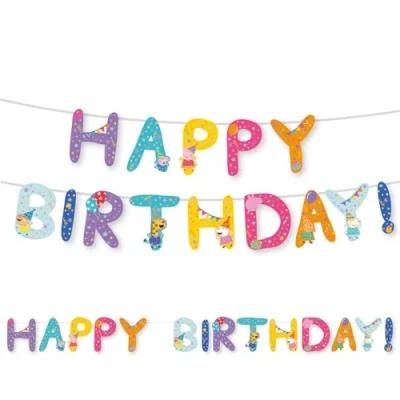 Abbildung von Amscan 9918344 Peppa Pig Kids Happy Birthday Brief Banner Party Dekoration 3,2 m