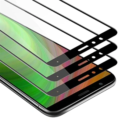 Abbildung von Cadorabo 3x Vollbild Panzer Folie kompatibel mit Honor 7X Schutzfolie in TRANSPARENT SCHWARZ 3er Pack Gehärtetes (Tempered) Display Schutzglas 9H Härte 3D Touch