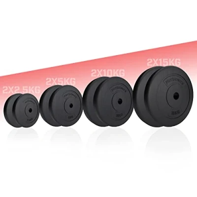 Abbildung von Physionics Hantelscheiben 2er Set(2.5/5/10/15 kg), Ø 30 mm, Kunststoff, Schwarz