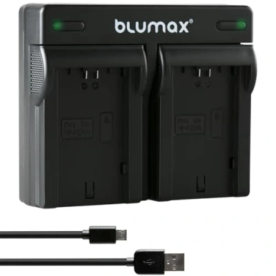 Abbildung von Blumax Mini Dual Ladegerät für Sony NP FZ100 DualCharger passend zuSony Alpha FX3 FX30 7 IV 7c 7RIV 7RV 7RIII ZV E1 BC QZ1 inkl.Micro USB Kabel