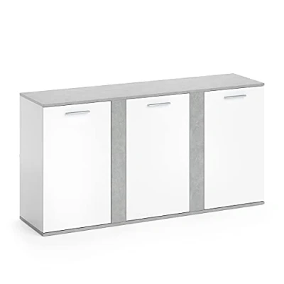 Abbildung von Vicco Kommode Novelli, Beton/Weiß, 155 x 80 cm mit Türen