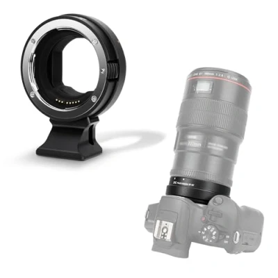 Abbildung von JJC EF RF Autofokus Adapter Konverter für Canon EF/S Objektiv auf EOS R Ra RP R1 R3 R5II R5 R5c R6 R6II R7 R8 R10 R50 Mount Kamera, langlebige Metallhalterung Abnehmbarer Stativfuß mit 1/4&quot; 20