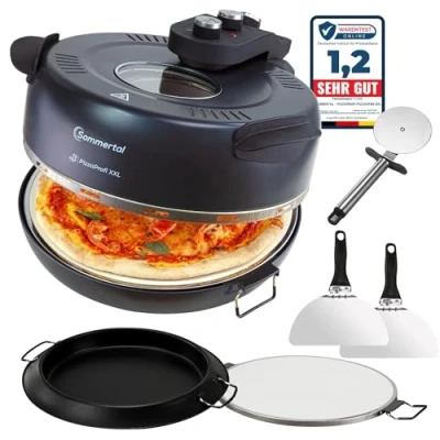 Abbildung von Sommertal Pizzaofen PizzaProfi Pizzaofen, 32cm Pizzastein, mit Pfanneneinsatz, 2x Pizzaschieber, Pizzaschneider, Steinplatte