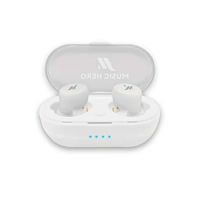 Abbildung von MUSIC HERO TWS True Kabellose Stereo Kopfhörer in Tubeverpackung mit 300 mAh Ladestation, Multifunktionstasten, integriertes Mikrofon, 4 Silikon Ohrstöpsel, Rosa