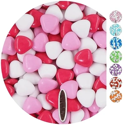 Abbildung von EinsSein 1kg Schokoherzen Dragees Mix weiss rosa pink glanz Herz Schokodragees Gastgeschenke Hochzeit Taufe Kommunion Schokolinsen Hochzeitsmandeln Candy Bar Süssigkeiten Geschenk Valentinstag