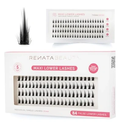 Abbildung von Renata Beauty Maxi Untere Wimpern 84er Multipack, Einheitliche Länge von 8mm, Dramatische Unterlid Akzentuierung, Einfache Anwendung, Wiederverwendbar, Perfekt für Ausdrucksstarke Augen Looks