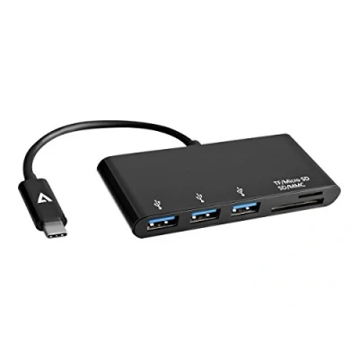 Abbildung von V7 V7UC3U Hub BLK 1E USB C Stecker auf 5 in 1 weiblich Schwarz