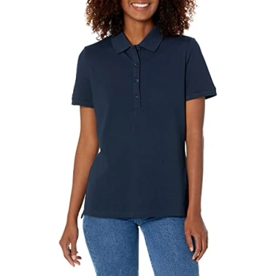 Abbildung von Amazon Essentials Damen Kurzärmeliges Poloshirt (Erhältlich In Übergröße), Marineblau, XL