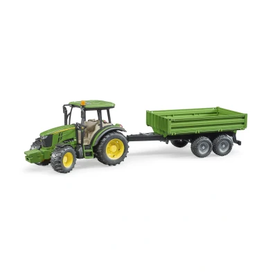 Abbildung von Bruder Traktor John Deere 5115M mit Bordwandanhänger 1:16
