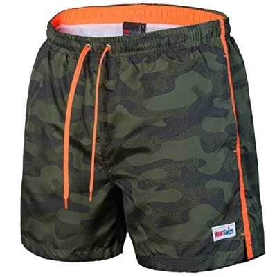 Abbildung von Mount Swiss Männer Badehose Dario mit seitlichen Taschen Gesäßtasche I Modische Herren Shorts Schwimmen Freizeit Wassersport Badeshorts in der Farbe Hellgrün, Größe 5XL