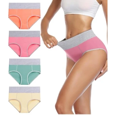 Abbildung von wirarpa Unterhosen Damen Unterwäsche Baumwolle Taillenslip High Rise Slip 4er Pack Größe XS