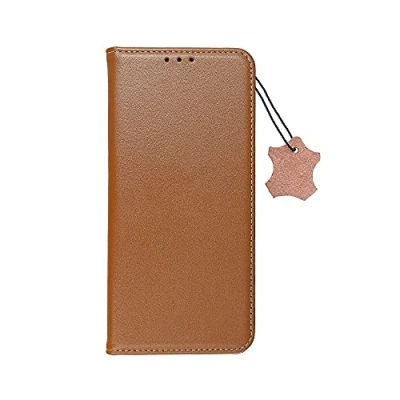 Abbildung von COFI 1453 Smart Pro Echt Buchtasche Leder Handy Hülle kompatibel mit Xiaomi Redmi Note 13 5G Braun
