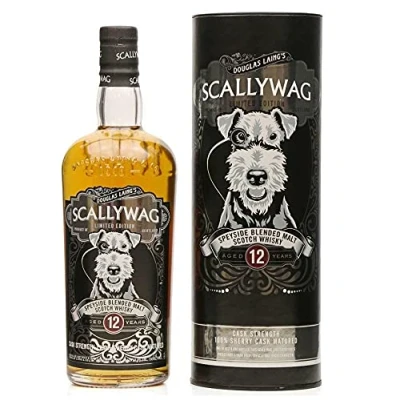 Abbildung von DOUGLAS LAING&#039;S SCALLYWAG 12 JAHRE SPEYSIDE BLENDED MALT SCOTCH WHISKY SHERRY FASS 70 CL IN EINER KISTE