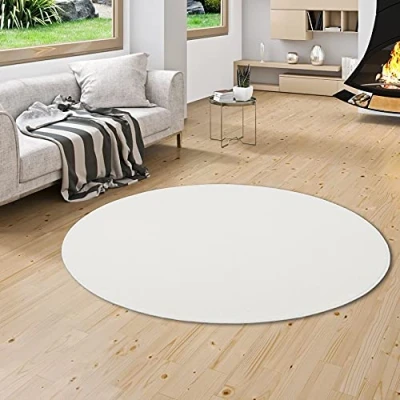 Abbildung von Snapstyle Hochflor Velours Teppich Luna Weiss Rund in 7 Größen