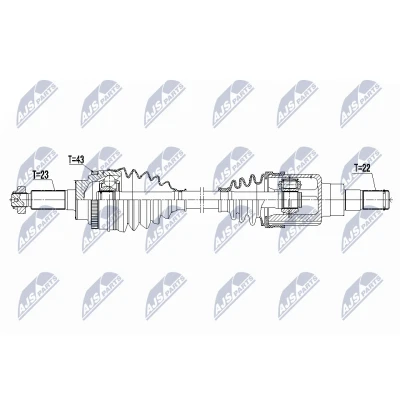 Abbildung von NTY NPW SU 075 Antriebswelle Vorderachse links 662mm Schaltgetriebe SUZUKI: Alto VII, SWIFT 4
