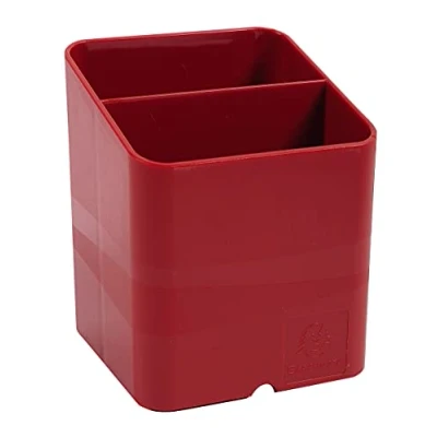 Abbildung von Exacompta 67718D 10er Pack Premium Stiftehalter Pen Cube mit 2 Fächern für mehr Ordnung auf dem Schreibtisch Stifteköcher Stiftebox Aufbewahrungsbox Organizer karminrot