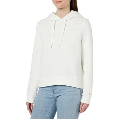 Abbildung von Tommy Hilfiger MINI CORP LOGO Hoodie Sweatshirt, Damen, Größe: Large, Ecru