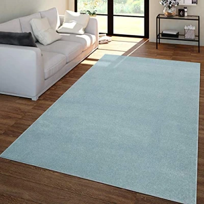 Abbildung von TT Home Wohnzimmer Teppich Kurzflor Unifarbendes Design Modern Und Zeitlos, Farbe: Türkis, Größe:120x170 cm