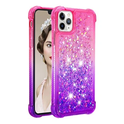 Abbildung von KBIKO zxl Kompatibel mit iPhone 11 Pro Glitzer Handyhülle, Hülle Flüssig Treibsand Mädchen Frauen Glitter Quicksand Weich TPU Bumper Silikon Schutzhülle für Pro.Pink Purple YBJ