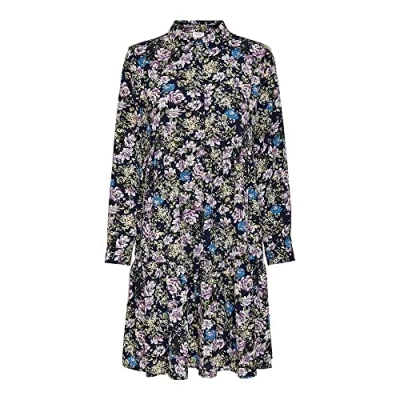 Abbildung von JDY Piper Blusenkleid, Damen, Größe: 40, Black iris/purple/parisian blue